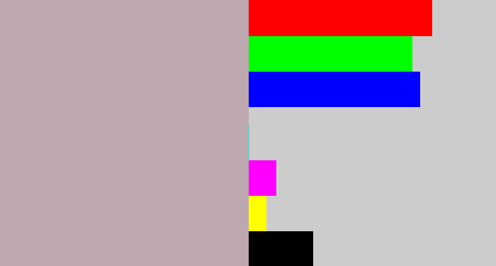 Hex color #bda8b0 - pinkish grey