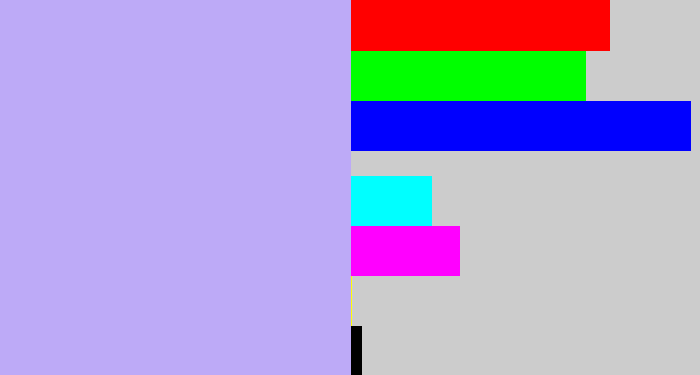 Hex color #bdaaf7 - lavender