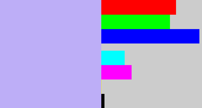 Hex color #bdaef7 - pale violet