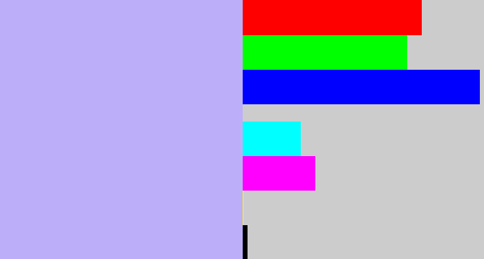 Hex color #bdaef9 - pale violet