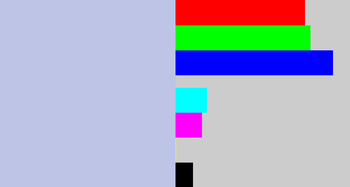 Hex color #bdc4e6 - light blue grey