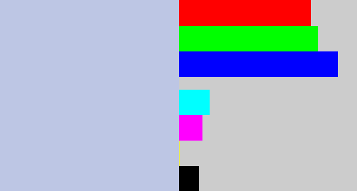Hex color #bdc6e4 - light blue grey