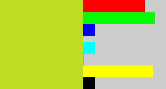 Hex color #bddc23 - yellowish green
