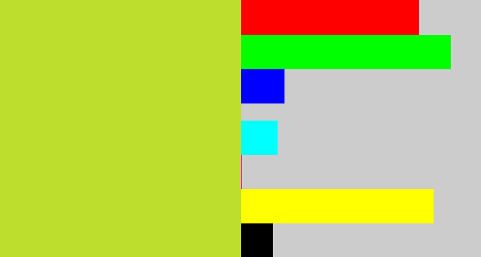 Hex color #bdde2d - yellowy green