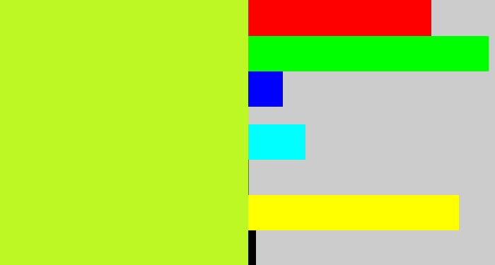 Hex color #bdf724 - yellowy green