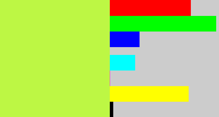 Hex color #bdf744 - yellow/green