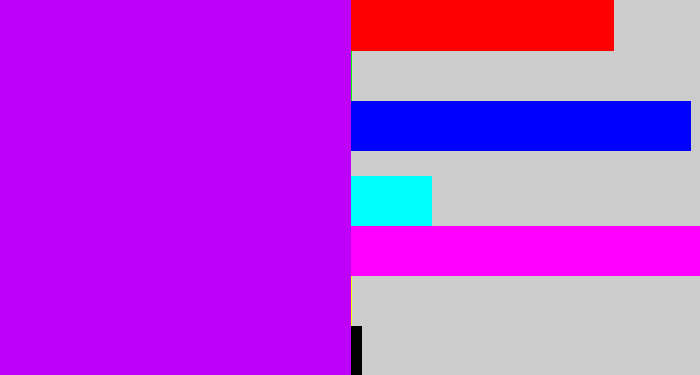 Hex color #be00f8 - bright purple