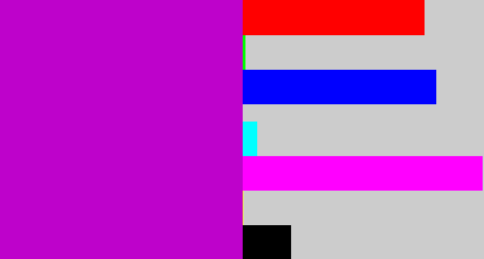 Hex color #be02cb - vibrant purple