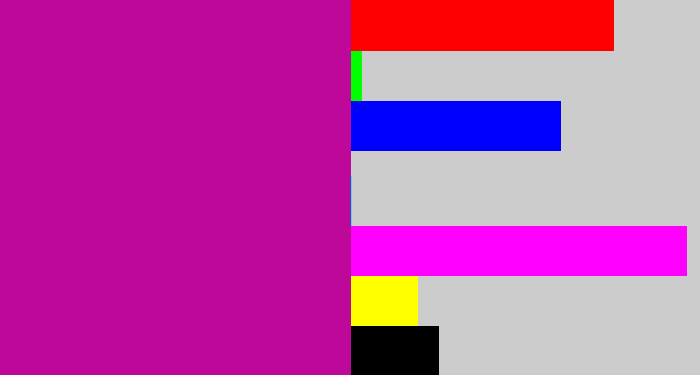 Hex color #be0899 - barney purple