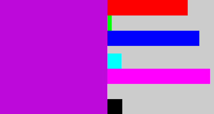 Hex color #be09db - vibrant purple