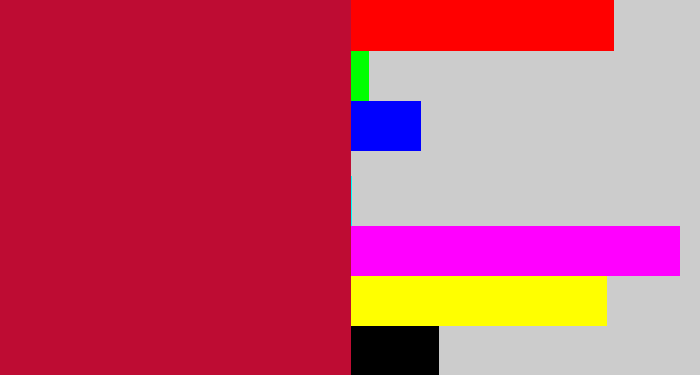 Hex color #be0c33 - lipstick red