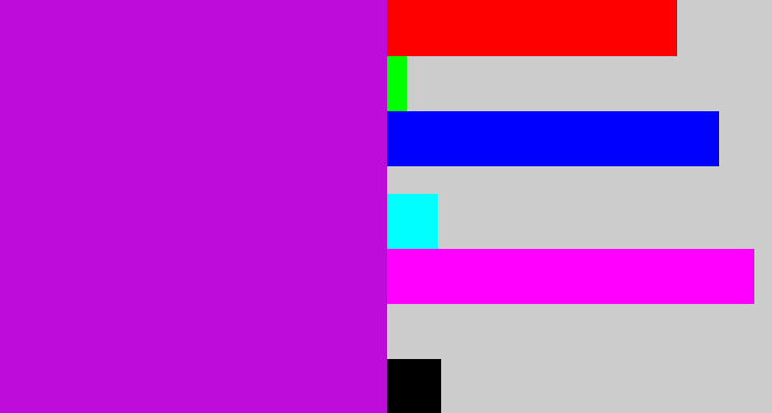 Hex color #be0cdb - vibrant purple