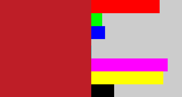 Hex color #be1e27 - rouge