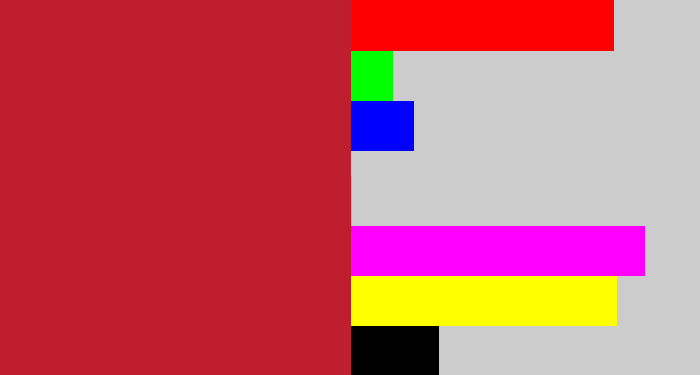 Hex color #be1e2e - rouge