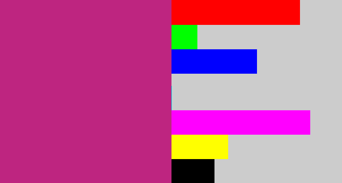 Hex color #be2580 - dark pink