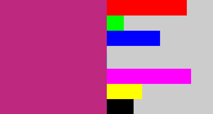 Hex color #be287f - dark pink