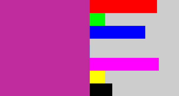 Hex color #be2c9e - purpley pink