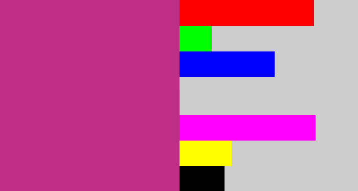 Hex color #be2d86 - dark pink
