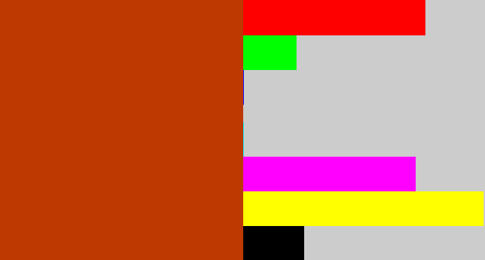 Hex color #be3801 - brick orange