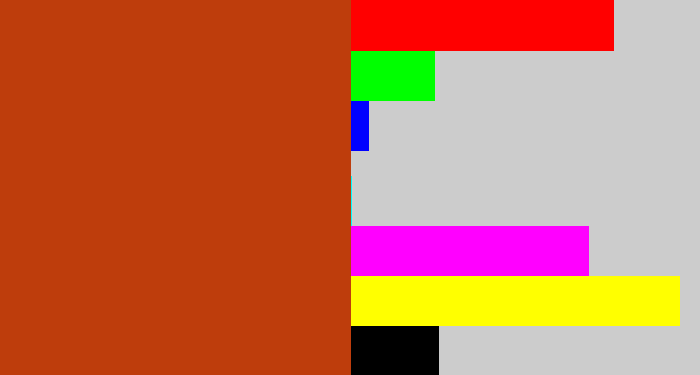 Hex color #be3d0c - brick orange