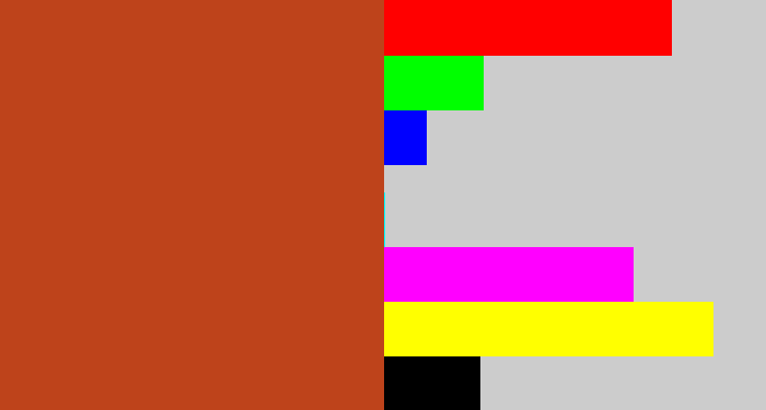 Hex color #be431b - brick orange