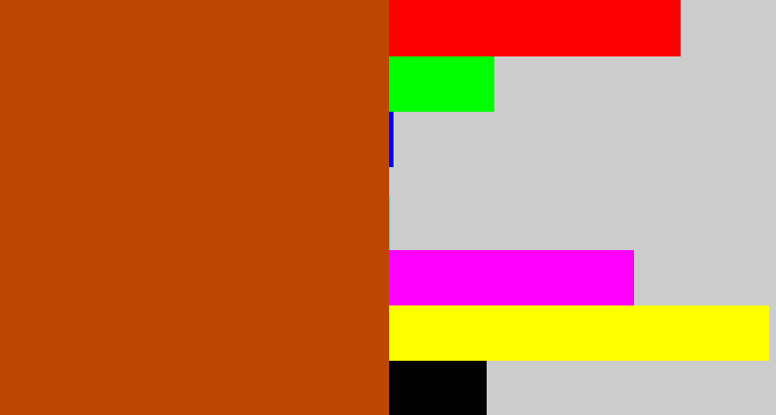 Hex color #be4603 - brick orange