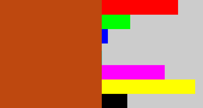 Hex color #be480f - brick orange