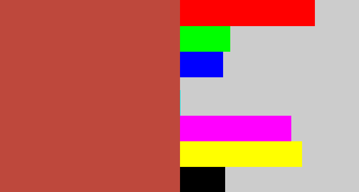 Hex color #be483c - reddish