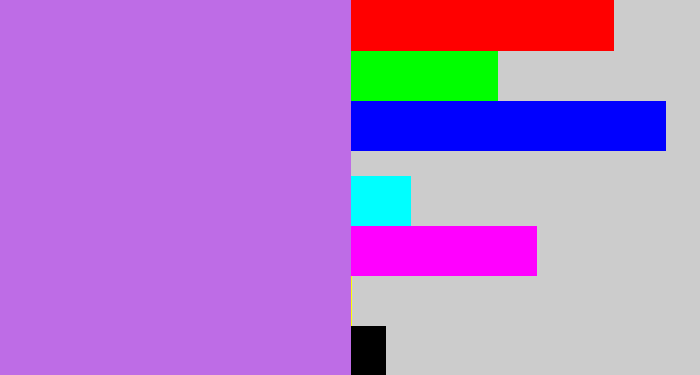 Hex color #be6ce6 - light purple