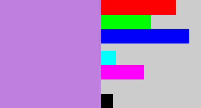 Hex color #be7fe0 - pale purple