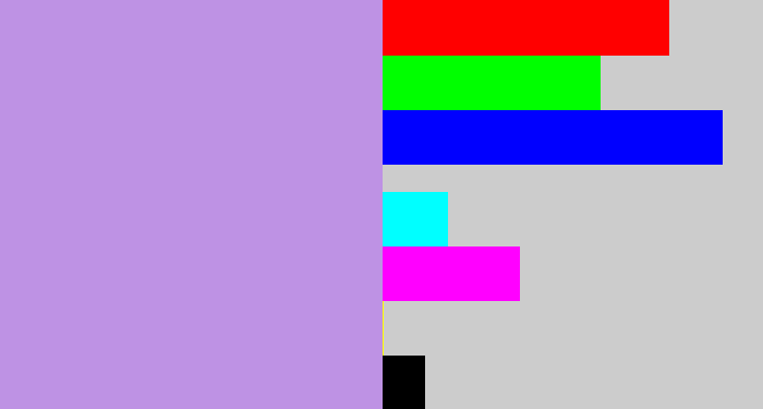 Hex color #be92e4 - pale purple