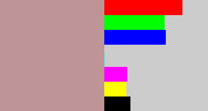 Hex color #be9497 - grey pink