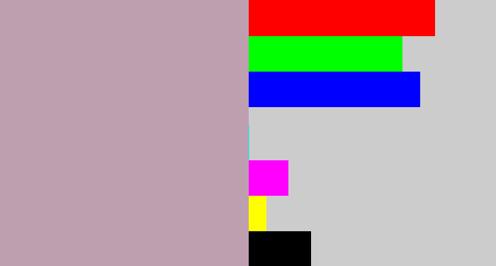 Hex color #be9fb0 - pinkish grey