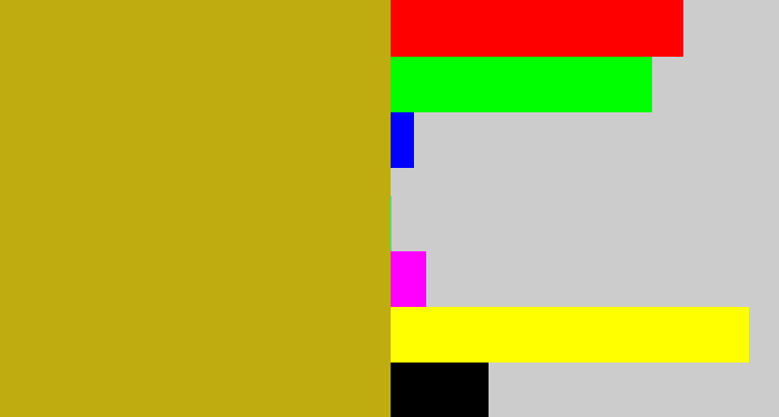 Hex color #beac10 - muddy yellow