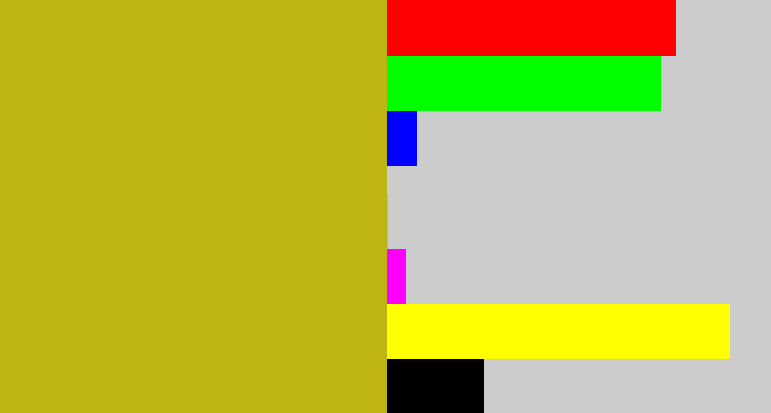 Hex color #beb514 - puke yellow