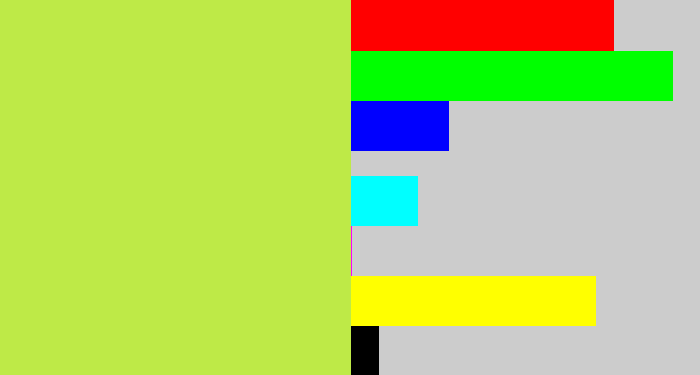 Hex color #beea47 - yellow/green