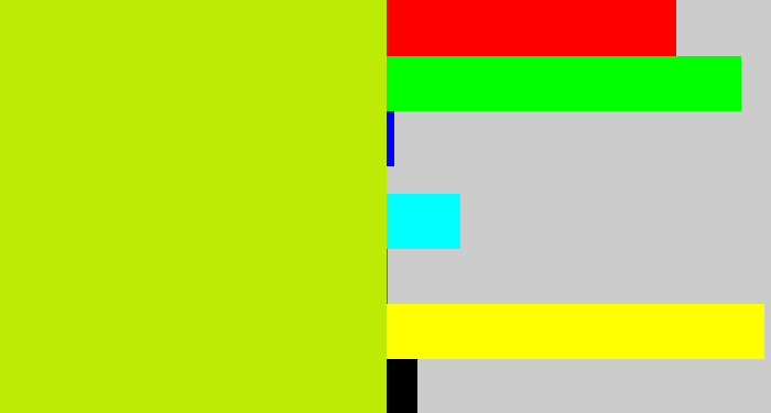 Hex color #beeb05 - chartreuse