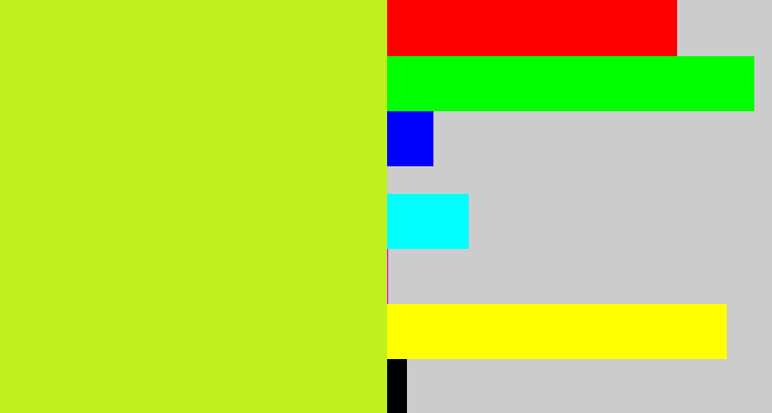 Hex color #bef11e - yellowy green