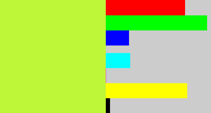 Hex color #bef638 - yellow green