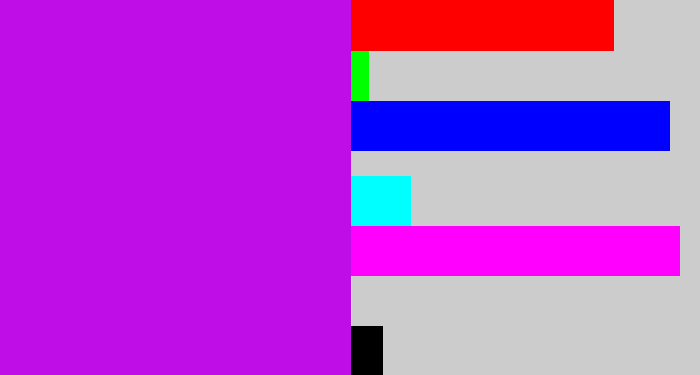 Hex color #bf0de7 - vibrant purple