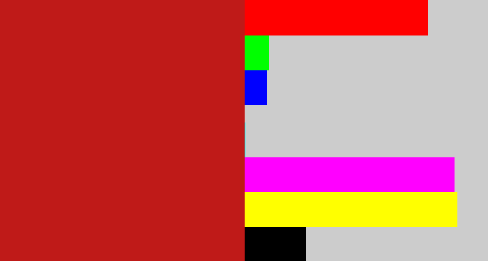 Hex color #bf1a18 - scarlet