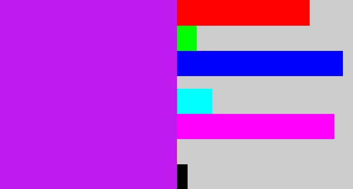 Hex color #bf1bef - neon purple