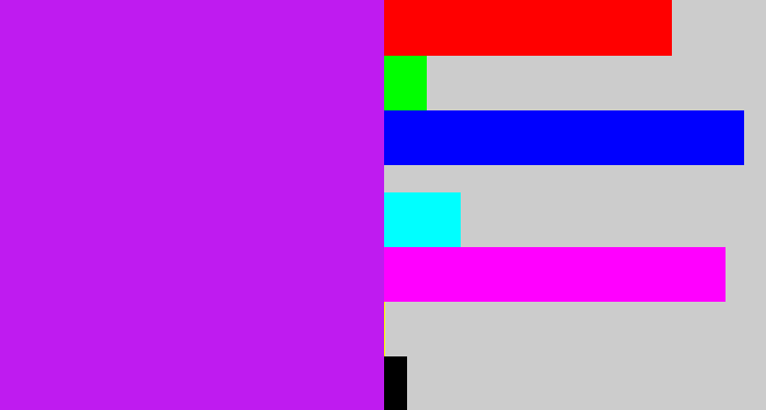 Hex color #bf1bf0 - neon purple