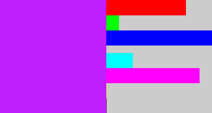 Hex color #bf1fff - neon purple