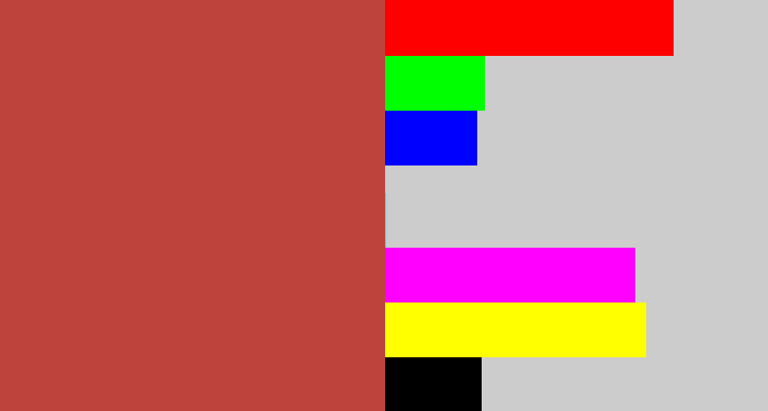Hex color #bf433d - reddish