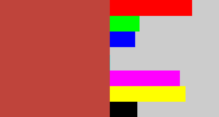 Hex color #bf443b - reddish