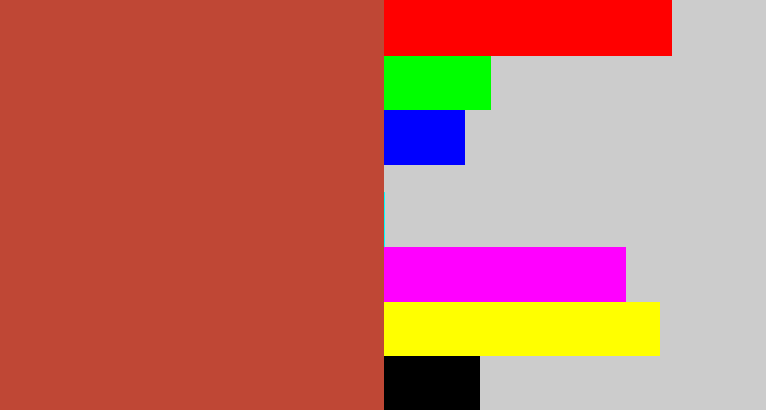 Hex color #bf4735 - reddish