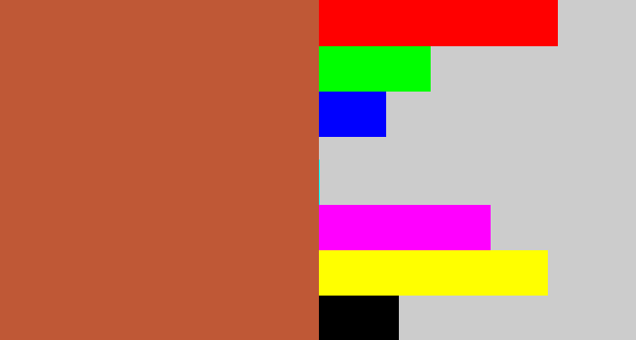 Hex color #bf5836 - terra cotta