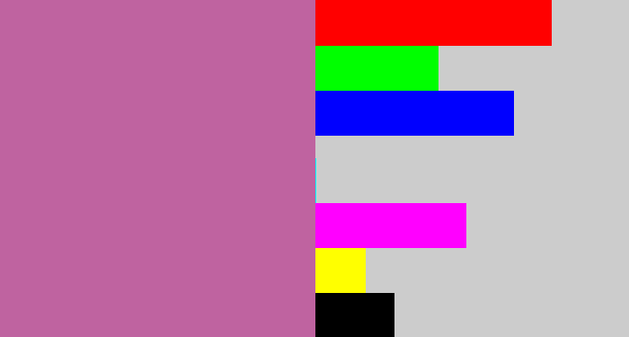 Hex color #bf63a0 - purplish pink