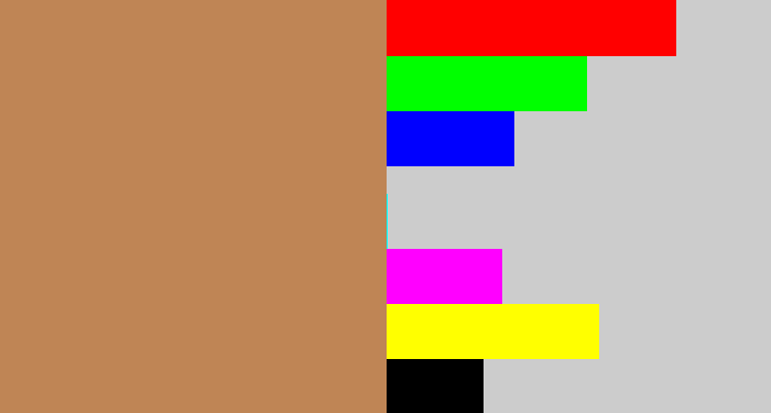 Hex color #bf8555 - light brown